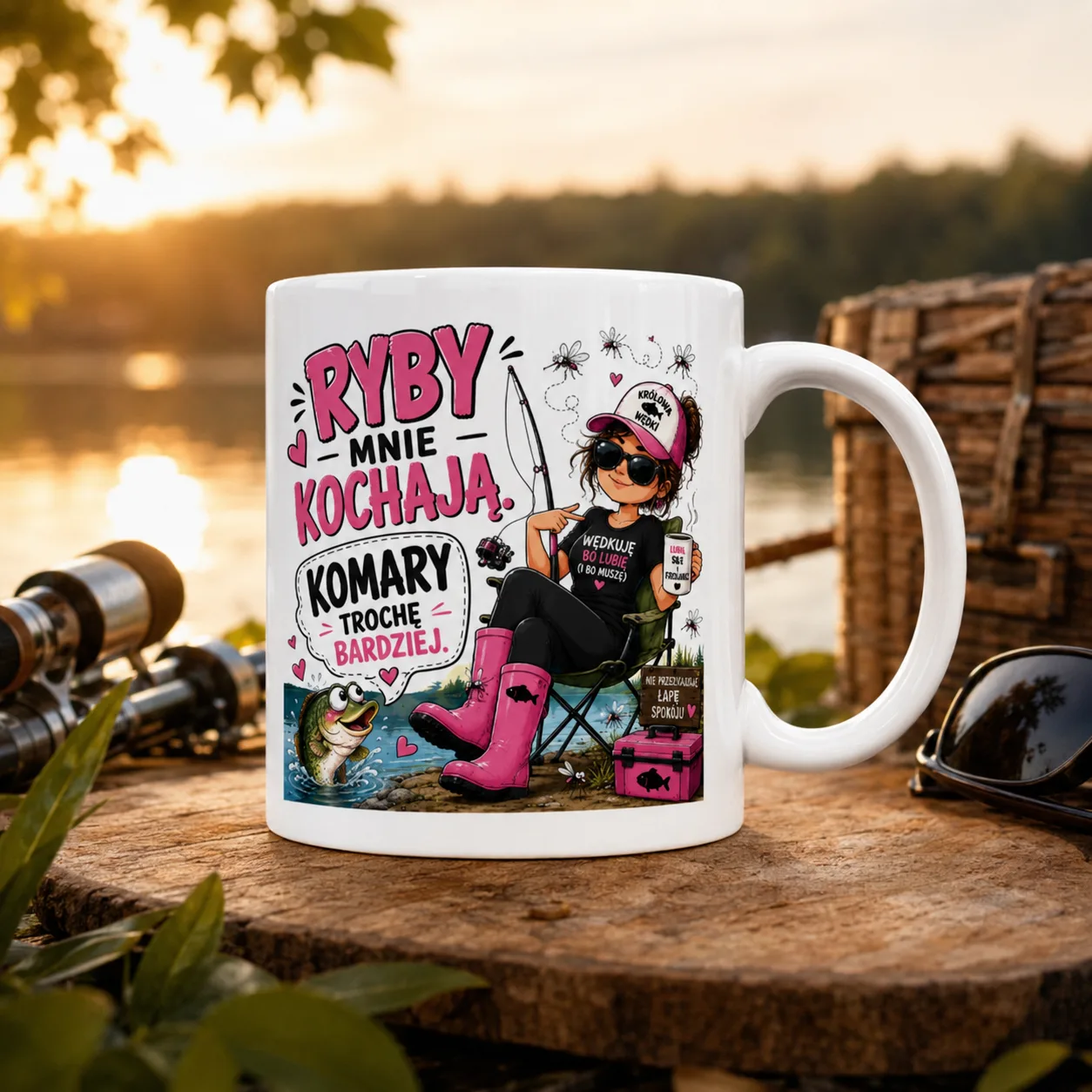 Kubek RYBY MNIE KOCHAJĄ KOMARY TROCHĘ BARDZIEJ