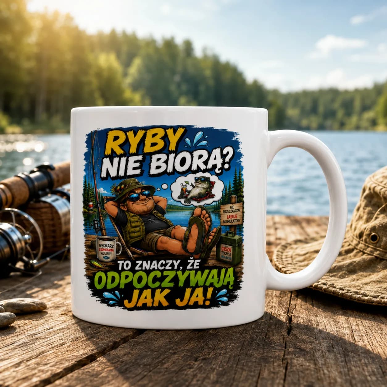 Kubek RYBY NIE BIORĄ? TO ZNACZY ŻE ODPOCZYWAJĄ JAK JA!
