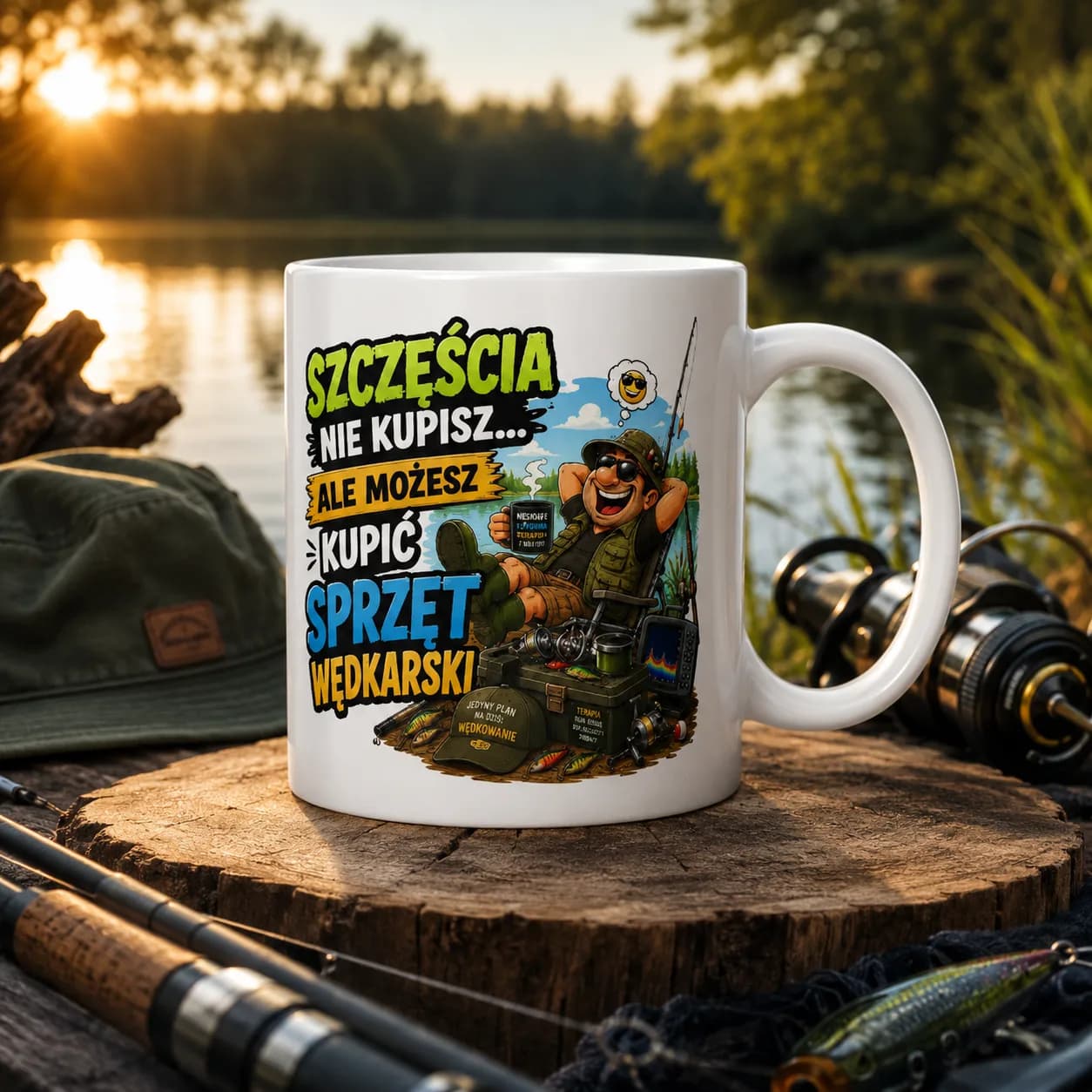 Kubek SZCZĘŚCIA NIE KUPISZ ALE MOŻESZ KUPIĆ SPRZĘT WĘDKARSKI