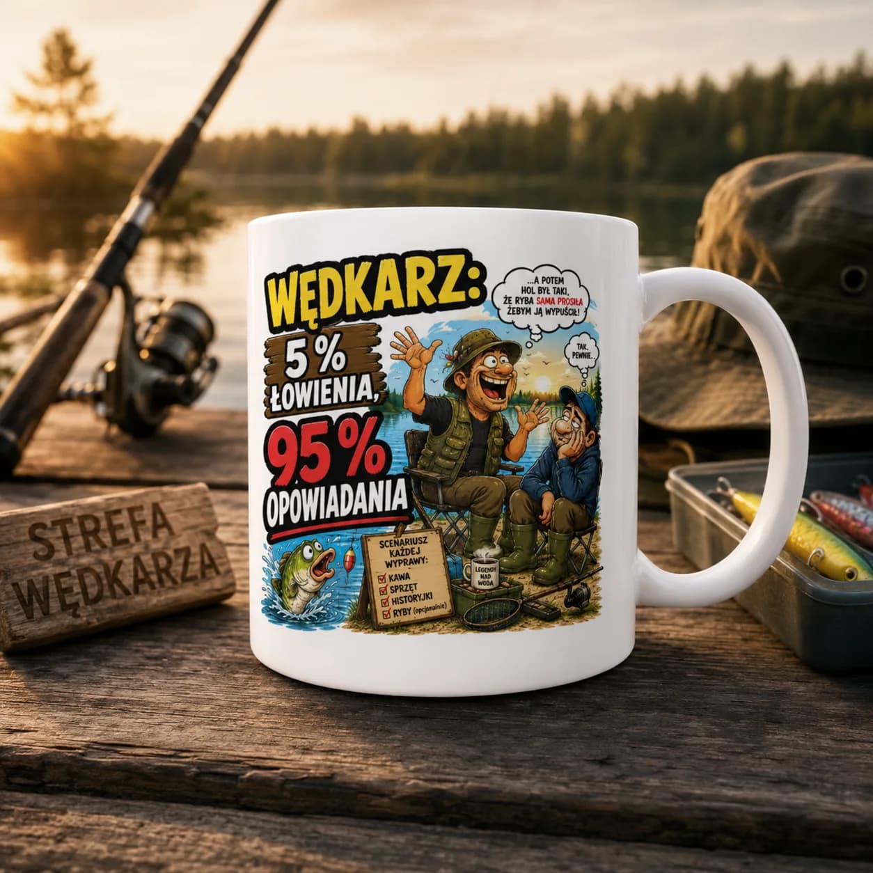 Kubek WĘDKARZ 5% ŁOWIENIA 95% OPOWIADANIA
