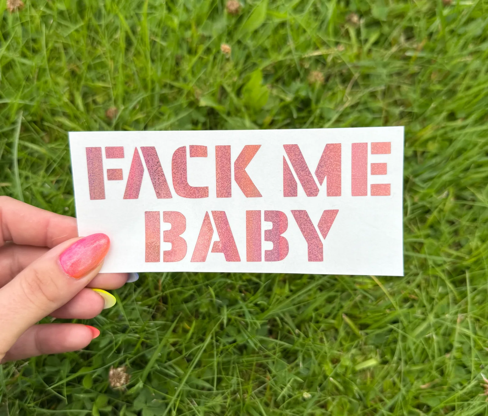 Naklejka brokatowa różowa FACK ME BABY